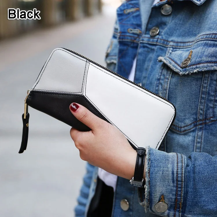 Модные женские кошельки Сумки из искусственной кожи держатель для карт женский длинный кошелек на молнии сумка Moneybags Burse сумки Notecase - Цвет: Black