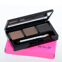 TUTU, тени для бровей, брендовый набор для макияжа, водостойкий, 3 цвета, шоколадная пудра для бровей, палитра, усилитель бровей