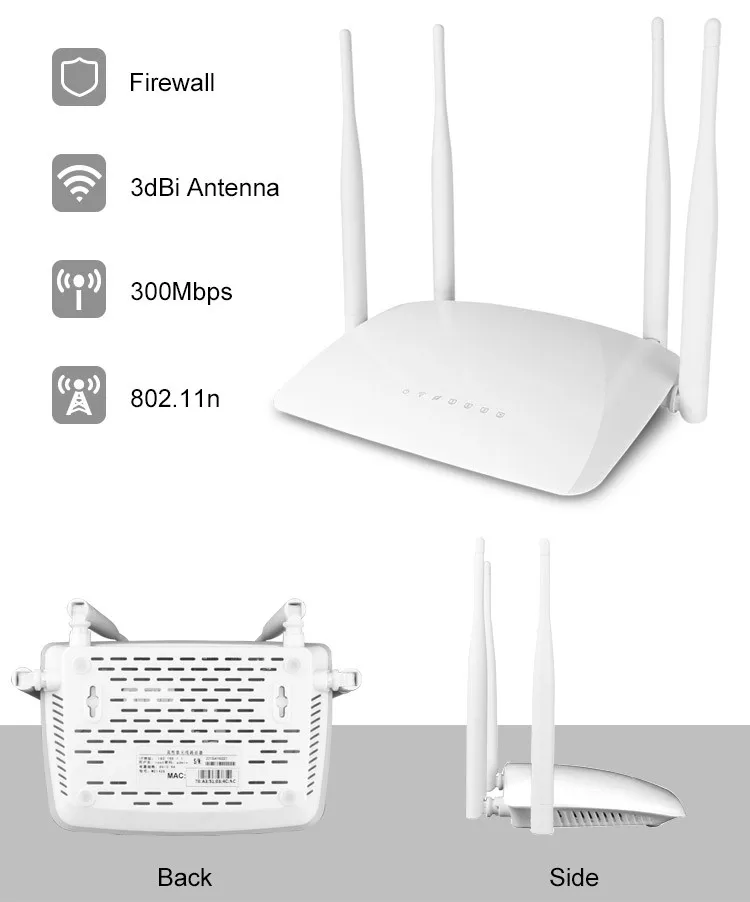 300 Мбит/с Высокая мощность Беспроводной Wi-Fi маршрутизатор wifi сильный сигнал Поддержка DHCP с usb-портом 4* 3dbi антенны английская прошивка