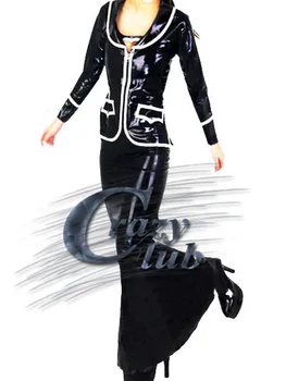 

Crazy club_Customized Women Latex Uniform Clothes Fetish Long black latex dress long dress Rubber Fetish Hot Sale Fast Delivery