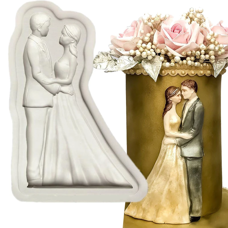 Bride And Groom Silicone Mould Frame Wedding Fondant Cake Mold Cupcake Decorating Moulds Bakeware Tools Sugar | Дом и сад