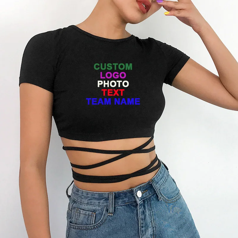 Details about   Colorful Overlay Text Colorful Sweet Womens Personalized Crop Tops 