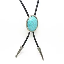 Модный Европейский бирюзовый длинный галстук-Боло, ковбойский стиль, цинковый сплав, подвеска на шею, галстук для женщин, ювелирное изделие, подарок, аксессуары Llavero bijoux