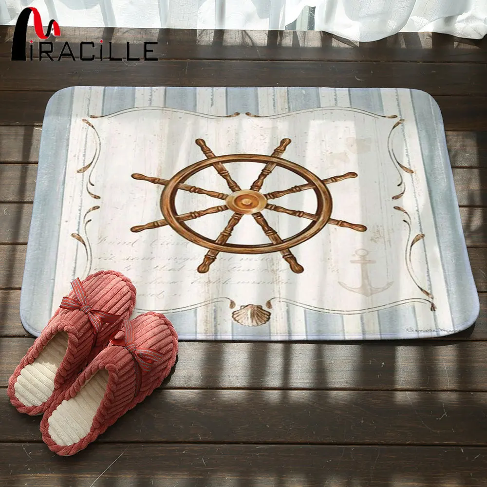 Miracille Door Mat Artistic Designer Vintage Helm Compass Boat Anchor Pattern Area Rugs for Home Hallway Stair Kitchen Carpet Miracille Door Mat Artistic Designer Vintage Helm Compass Boat Anchor Pattern Area Rugs for Home Hallway Stair Kitchen Carpet