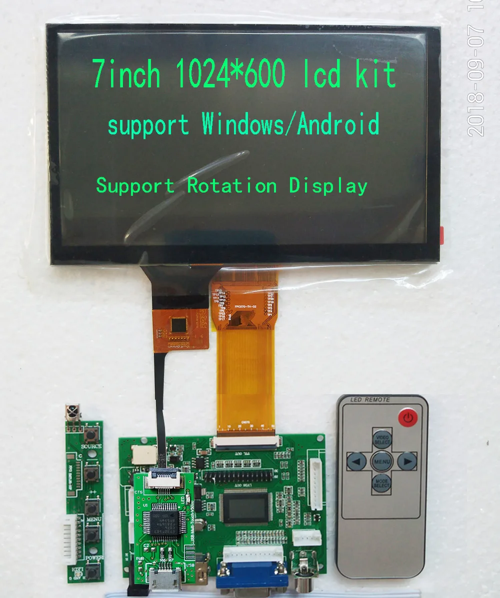 7 дюймовый сенсорный комплект 1024*600 HDMI с поддержкой Win7 8 10 Raspberry PI|ЖК-экраны и панели