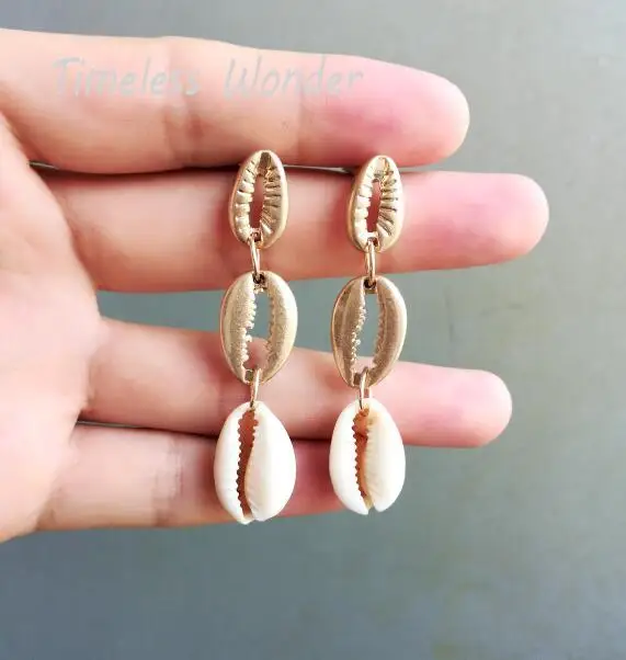 

Timeless Wonder Glam Retro Geo Shell Stud Statement Earrings for Women Jewelry Party Top Gift Stunning Punk Ins Gothic Neat 4433