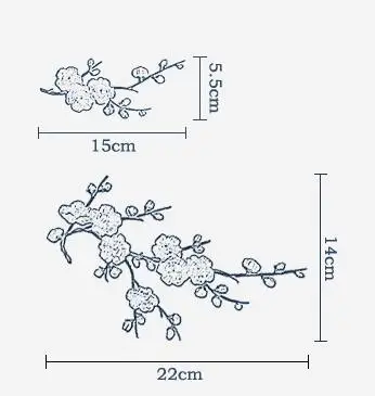 1 шт. вышивка сливы вышитые нашивки цветы для DIY железные нашивки для одежды цветок клей Наклейка для платья для книги