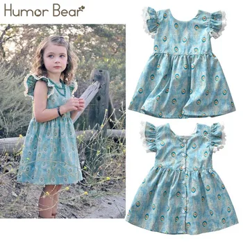 

Humor Bear Girls Dresses 2018 Summer New Style European and American Style Girl Cotton Dress baby girl clothes