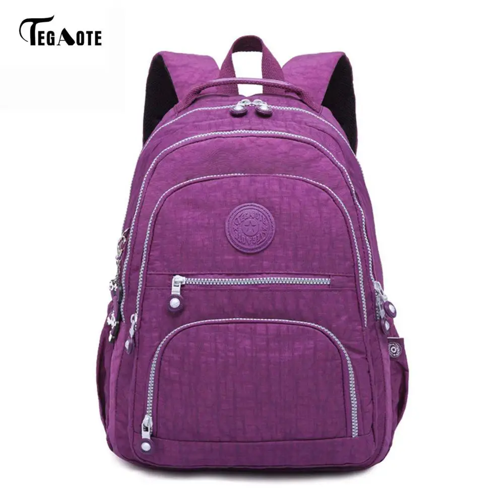 Фиолетовый TEGAOTE, школьный рюкзак для девочек-подростков, Mochila Feminina, женские рюкзаки, нейлоновый водонепроницаемый повседневный рюкзак для ноутбука, женский рюкзак - Цвет: Фиолетовый