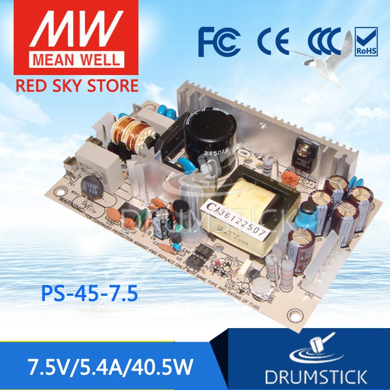 

MEAN WELL PS-45-7.5 7.5V 5.4A meanwell PS-45 7.5V 40.5W Single Output Switching Power Supply