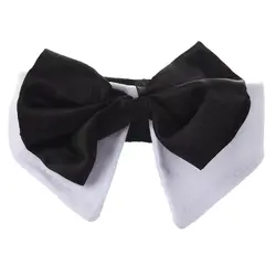 Практичный белая собака Однотонная рубашка воротник и черный галстук-бабочка идеально подходит для вечеринок вечернее L