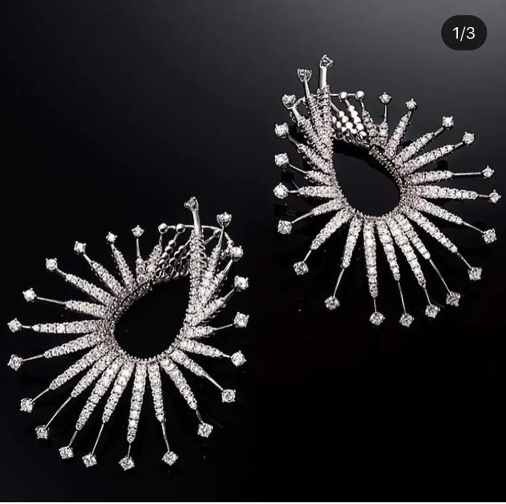 Jankely Роскошные фейерверки Звездные огни полный микро кубического циркония женщин для невесты, для свадьбы, помолвки элегантные серьги-капельки