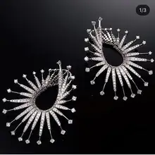 Jankely Роскошные фейерверки Звездные огни полный микро кубического циркония женщин для невесты, для свадьбы, помолвки элегантные серьги-капельки