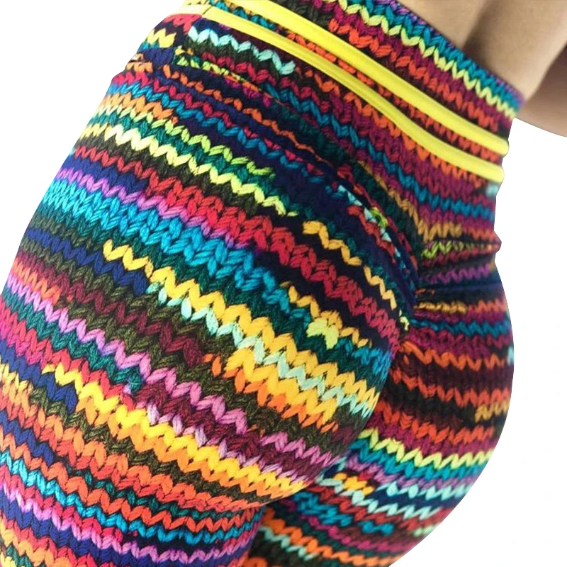 

NORMOV Fashion Women Leggings High Waist Elasticity Push Up Slim Fit Ankle Length Polyester Jeggings Printed Fitness Legging