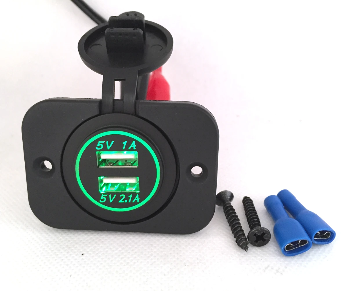 DIY 12V 24V Dual USB Car Charger Power Panel 1A & 2.1A for