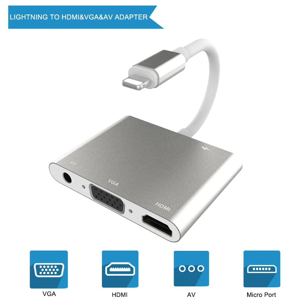 

1080P HDMI Adapter For Lightning to HDMI VGA AV TV Adapter Converter For iPhone X Xs XR 8 8plus 7 7plus 6plus For iPad