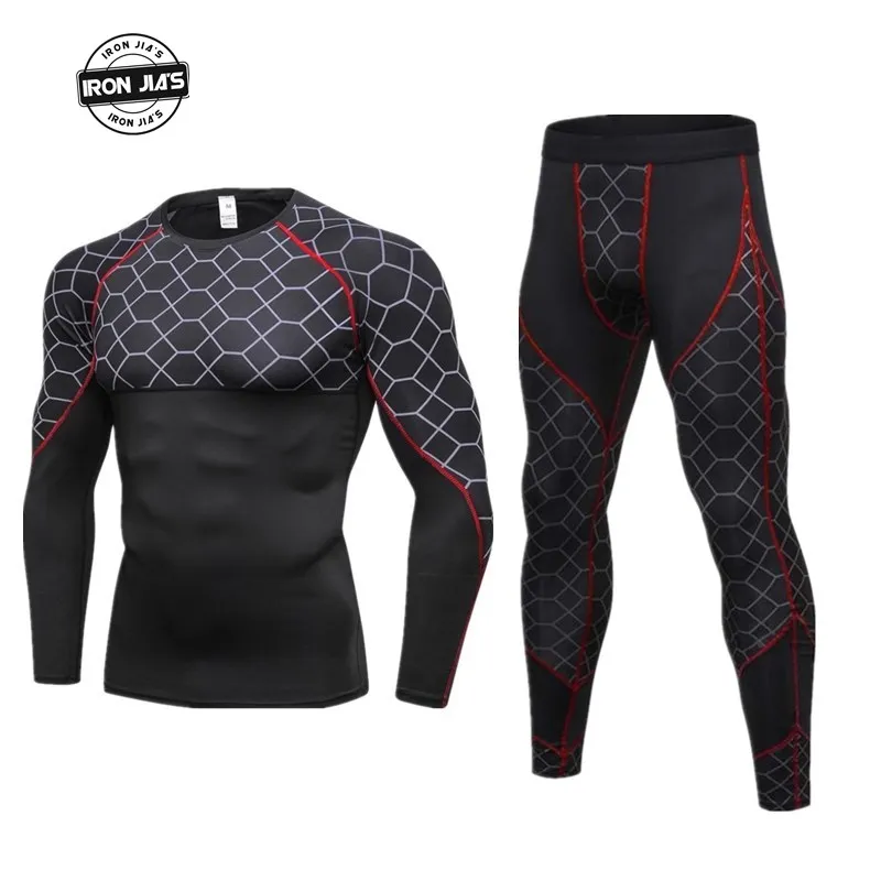 

Motorcycle Men Thermo Underwears Sport Quick drying Perspiration Fitness Base Layers Suits Tight Tops&Pants Sportswear Underwear
