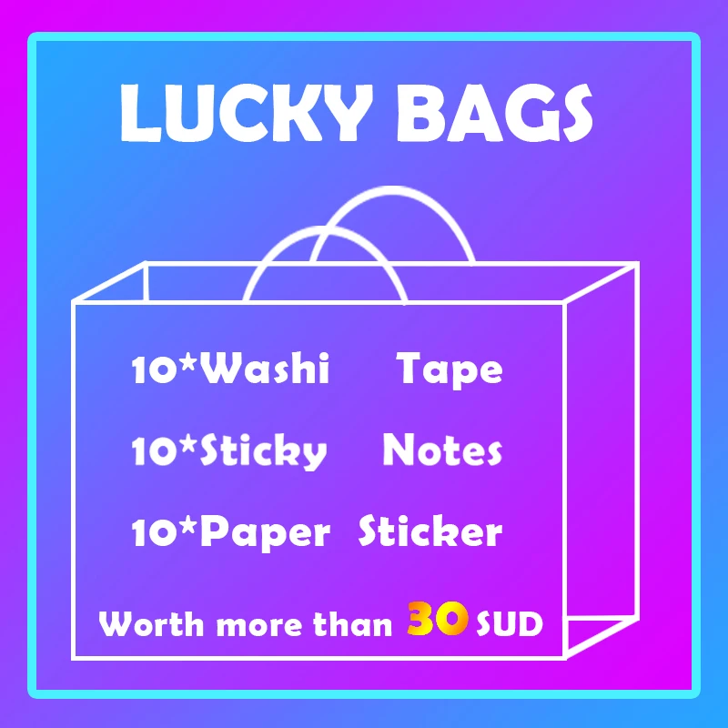 

Super Pack 10x Washi Tape set 10x Sticky Notes 10x paper Sticker box Fresh coffee Random delivery