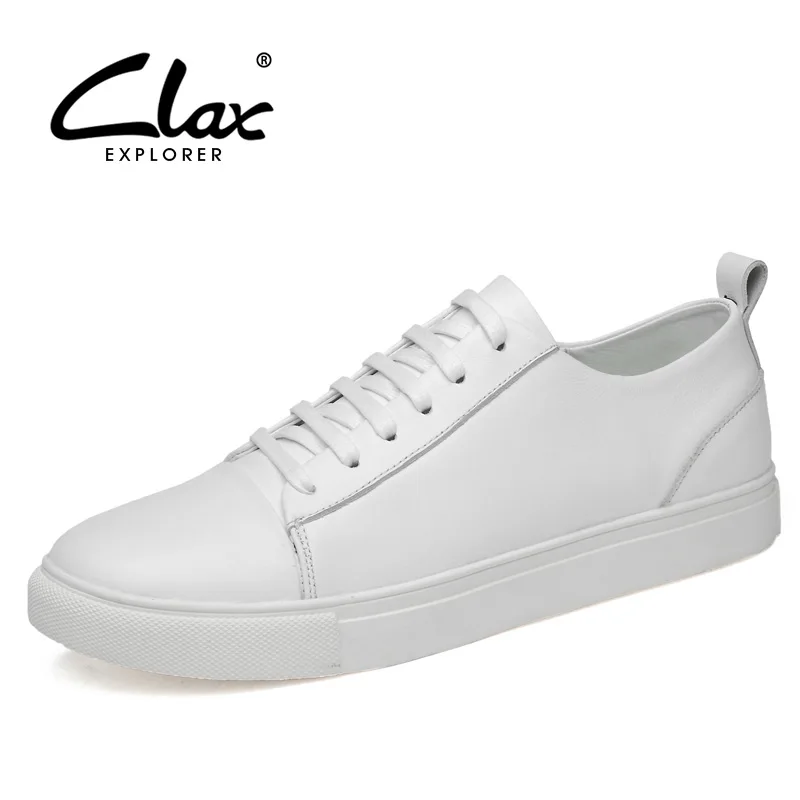 

CLAX Mens Leather Shoes White Casual Shoes Male Spring Autumn Fashion Walking Footwear Sneakers Man's Shoe chaussure homme Soft
