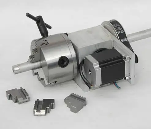 

CNC Rotary axis hollow shaft 4 Jaw Chuck 100mm diameter CNC 4th axis A aixs rotary axis reduction radio 6:1