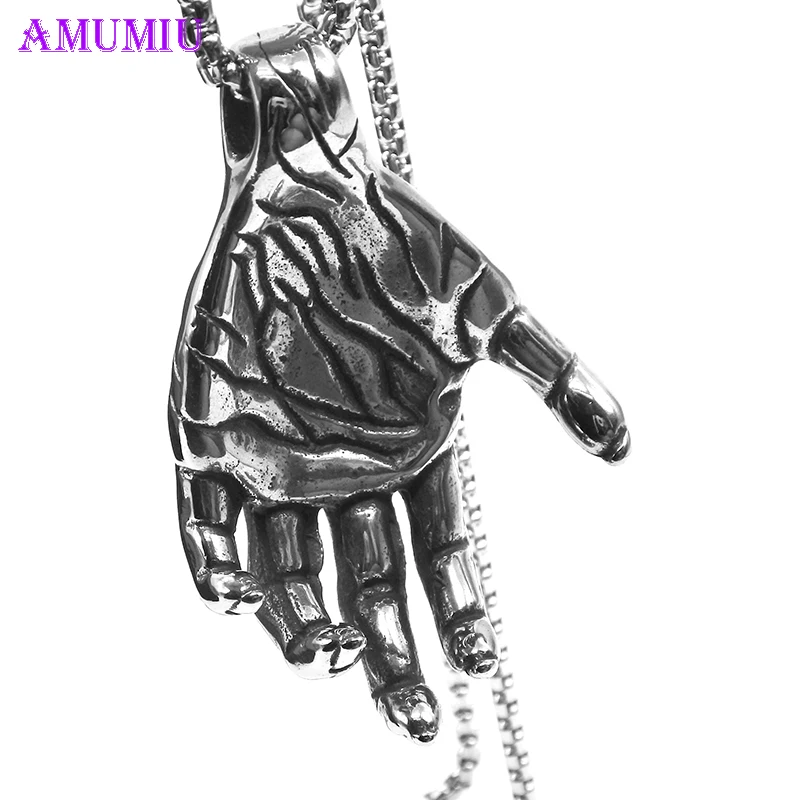 AMUMIU boho lucky charm Турции Бога ручной колье ожерелье зла Винтаж серебро заполнить ожерелья женские украшения P054