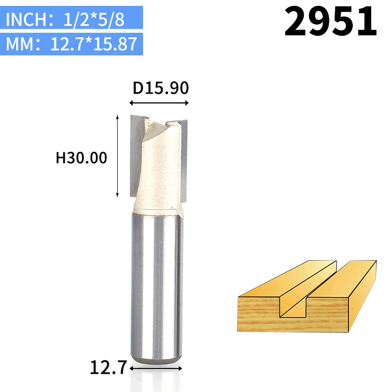HUHAO 1 шт. 1/" 1/2" хвостовик 2 флейты прямой бит Деревообрабатывающие инструменты фреза для дерева, карбида вольфрама, Концевая фреза - Длина режущей кромки: 2951