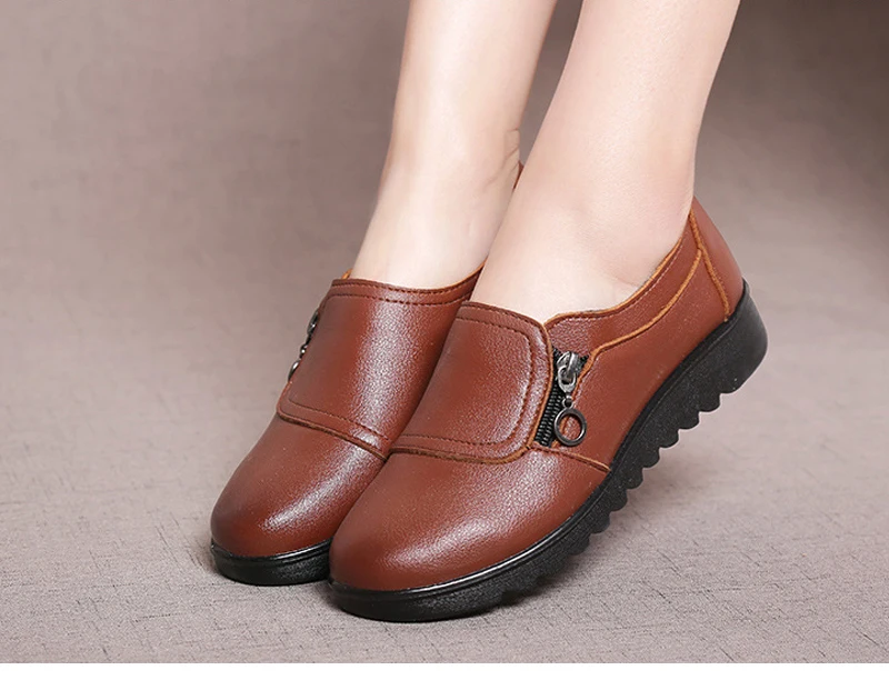 VTOTA/; модная повседневная обувь на плоской подошве; тонкие туфли из натуральной кожи; мягкая удобная женская обувь для мам; женская обувь без застежки на плоской подошве