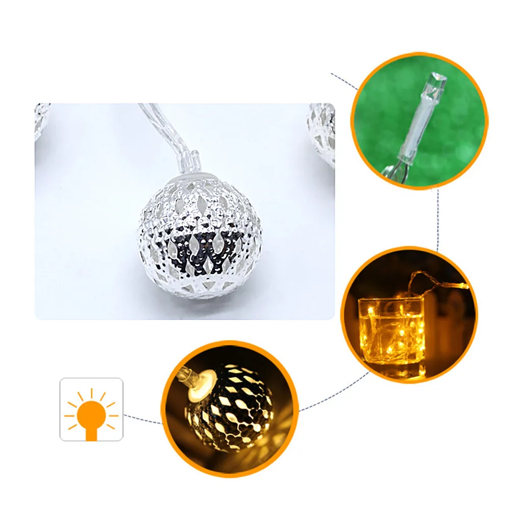 Новый Holiday освещения 5 м 40LED Мячи строка гирлянда огни Рождество Свадебная вечеринка украшения дома лампа 220 В ЕС Plug
