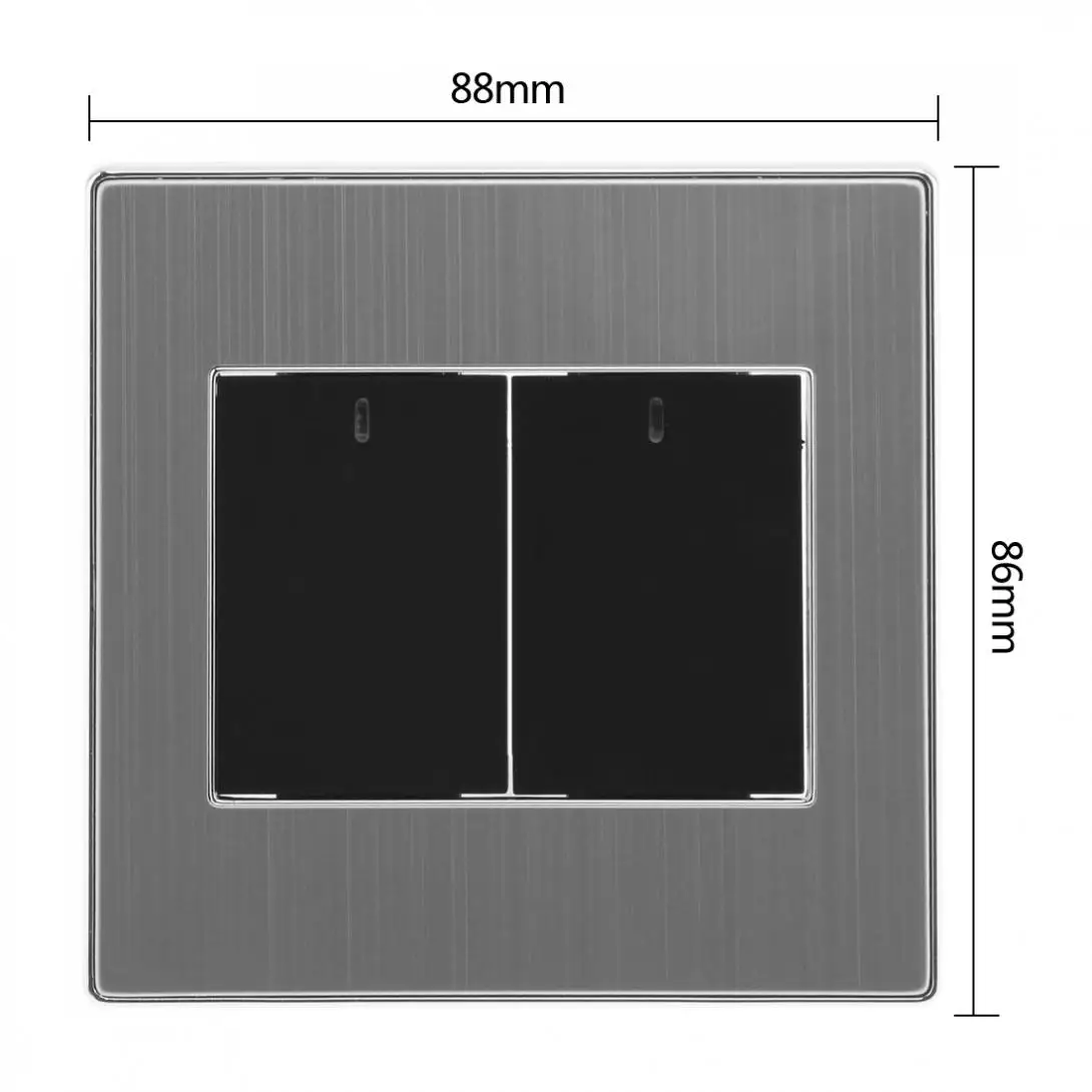 Светодиодный настенный выключатель с индикатором, 2 комплекта, 2 выхода, 250 В, 10 А, водостойкая панель из нержавеющей стали, светильник для дома
