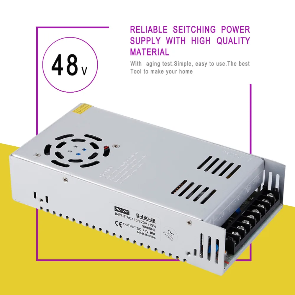 

DC 48V 10A Universal Regulated Switching Power Supply for Computer Project With Good Quality & High Performance Free Shipping