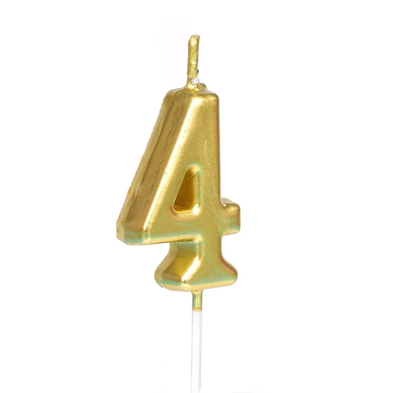 1pcs Gold Silver Number 0-9 Candle Birthday Party Design Candle Decoration Happy Birthday Anniversary Candle Supplies DIY - Цвет: Gold 4