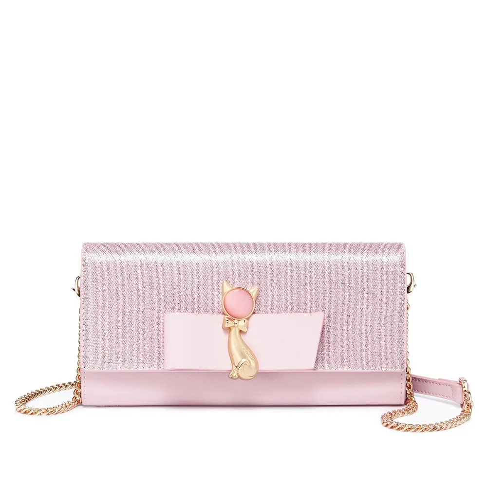 

2019 NEW Brand Women's PU Leather Messenger Bags Ladies Fashion Mini Crossbody Bags Female Cat Bow Chains Flap Clutch Purse