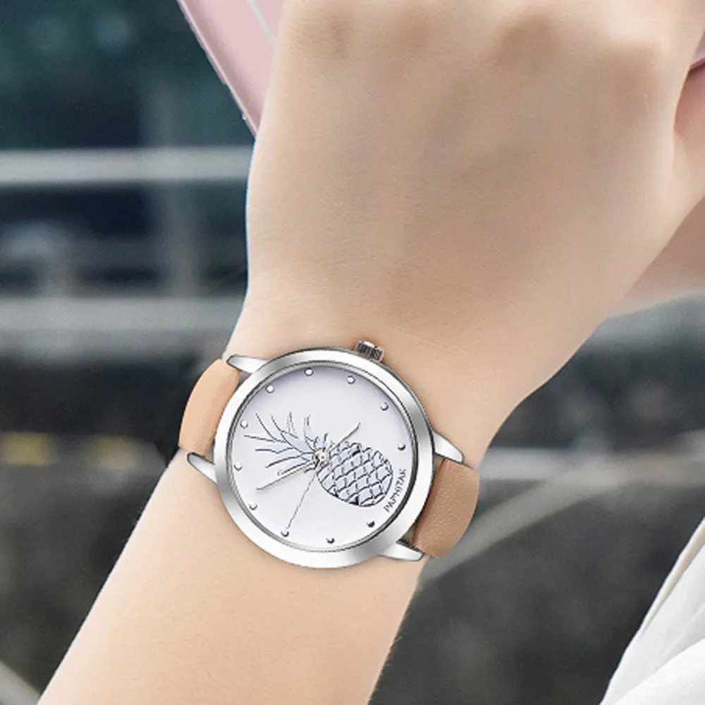 Лидирующий бренд женские часы Мода Досуг подарок ананас искусственная кожа аналоговые кварцевые часы reloj mujer montre femme* L