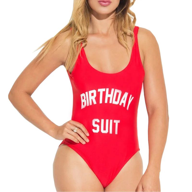 Swimwear Women Birthday Suit Party One Piece Swimsuit Jumpsuits Letter 