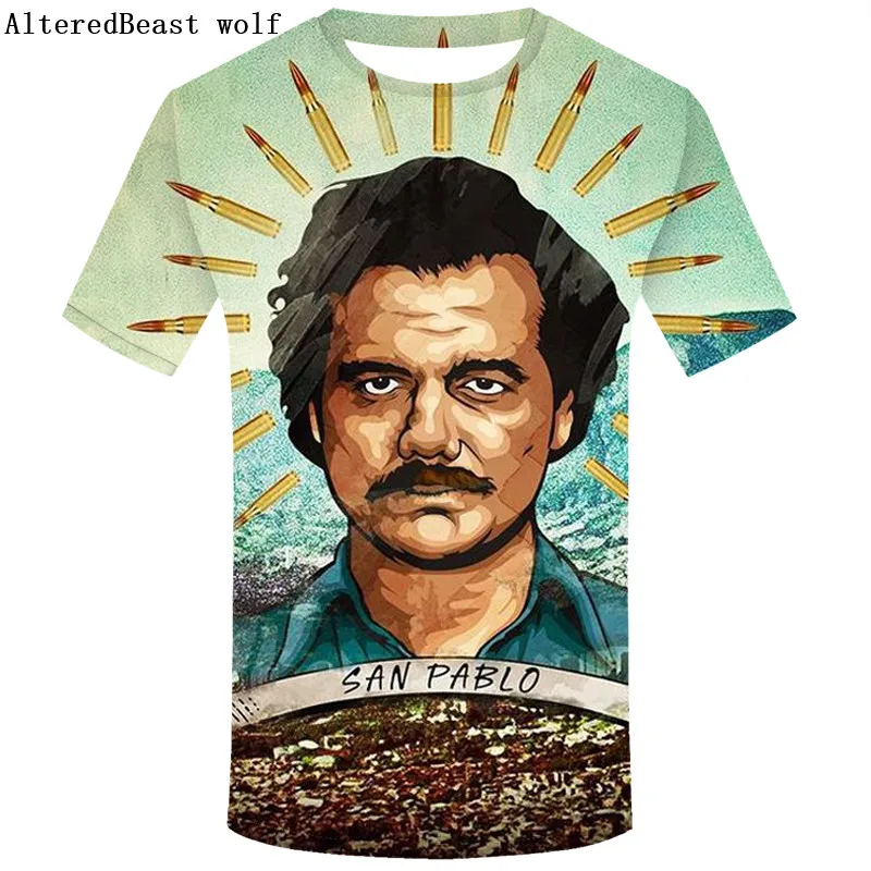 

Summer New Brand Clothing 3D T Shirts Men Narcos Pablo Escobar T-shirt Hip Hop O Neck Tees Tops Harajuku Streetwear