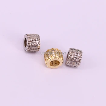 

15Pcs Brass Micro Pave Cubic Zirconia Spacer Beads Jewelry Finding