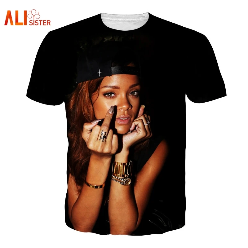 Alisister Rihanna Футболка мужская/wo мужские 3d футболки Camisetas Mujer Rihanna Футболка с принтом Женская Сексуальная футболка Топы Одежда