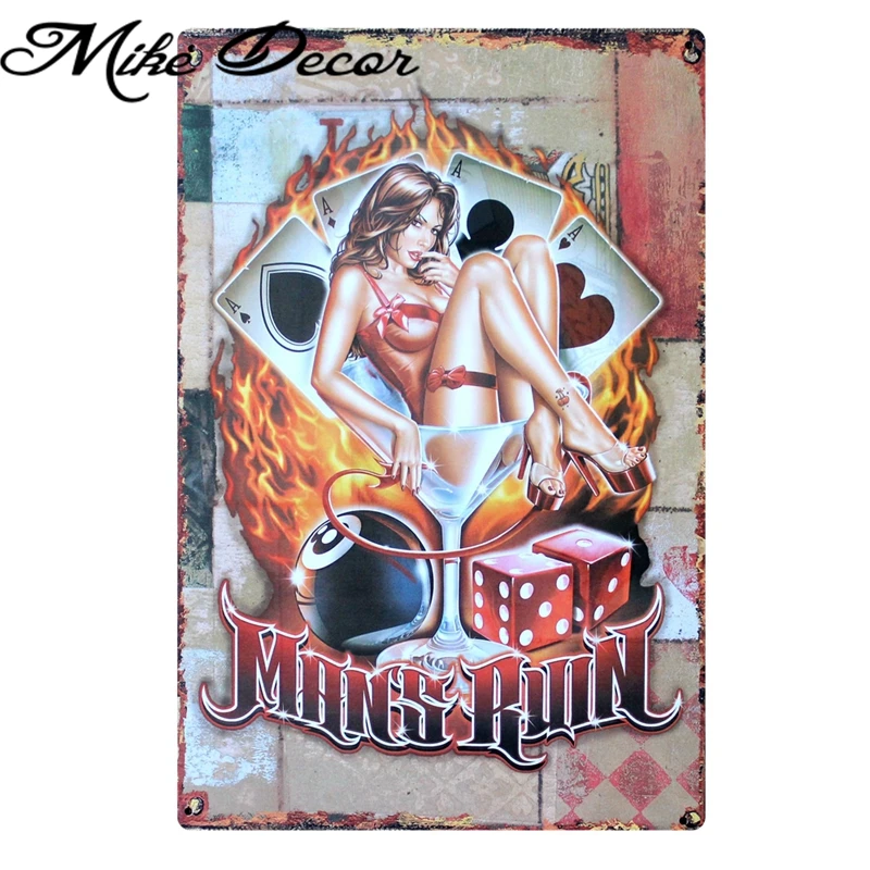 [ Mike86 ] SEXY LADY ON THE POKER Metal signs retro Art wall decor House Cafe Vintage Paintings B-82 Mix order 20*30 CM | Дом и сад