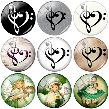 

TAFREE 5pcs/lot Romantic Music Note Cartoon girl DIY Glass Cabochon Photo Dome Demo Flat Back Making Findings