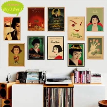 Póster clásico de póster de Amelie de película retro papel Kraft pinturas decorativas de pared vintage