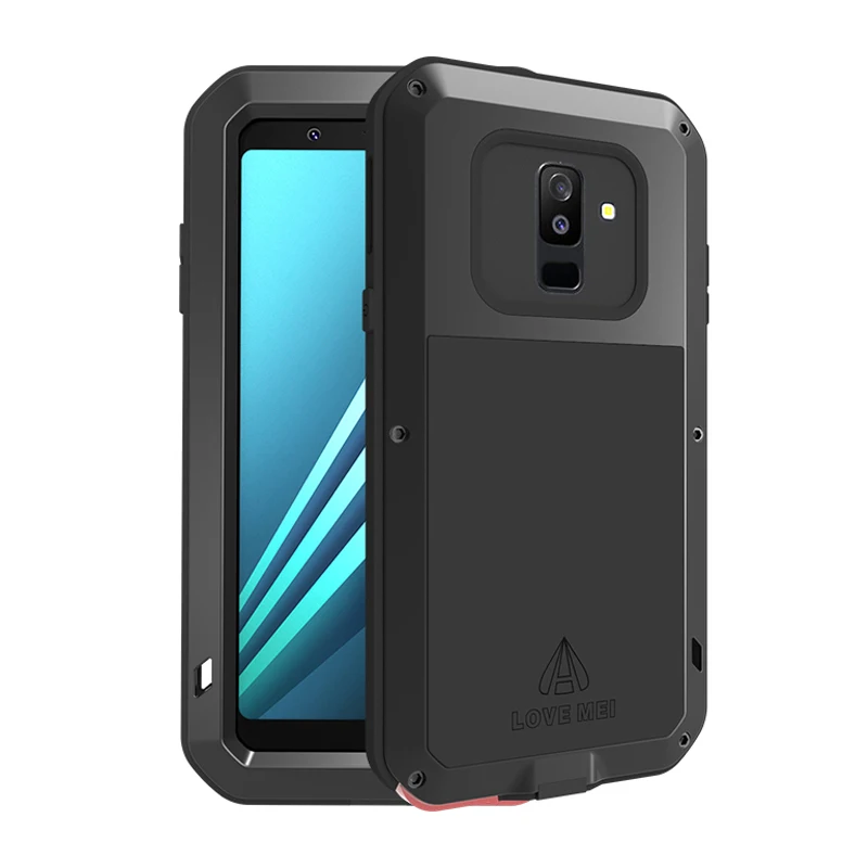 Metal Armor Shockproof Case For Samsung Galaxy A6 2018 &ampGorilla Glass Screen Full Body Protective Plus |