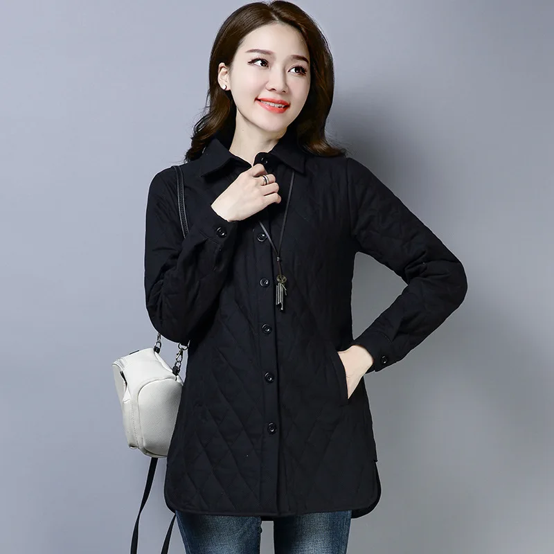 Jacket Women's 2018 Autumn And Winter New Shirt Literary Jacket Linen Warm Thin Section Solid Color Slim Jacket Female