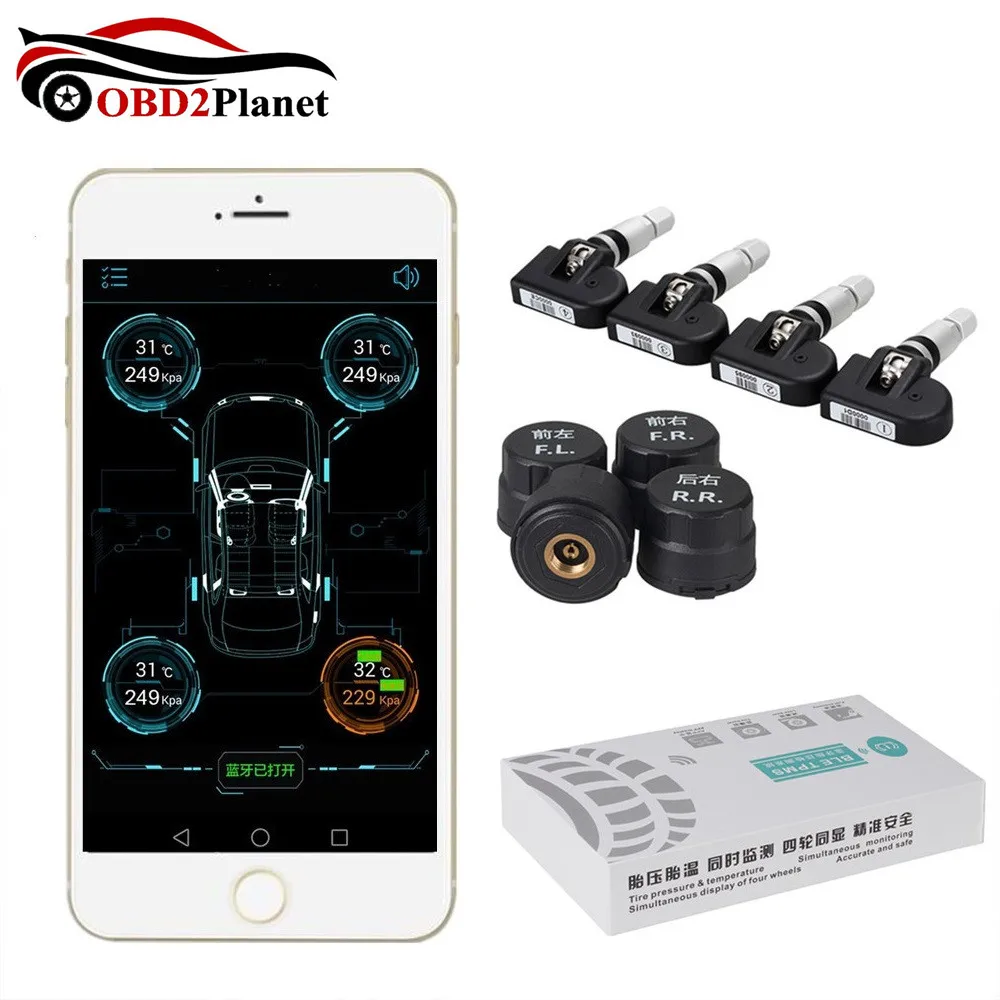

TPMS Car Tire Tyre Pressure Monitoring System Alarm Warning Bluetooth 4.0 Internal External For IOS Android Mobile Phone APP