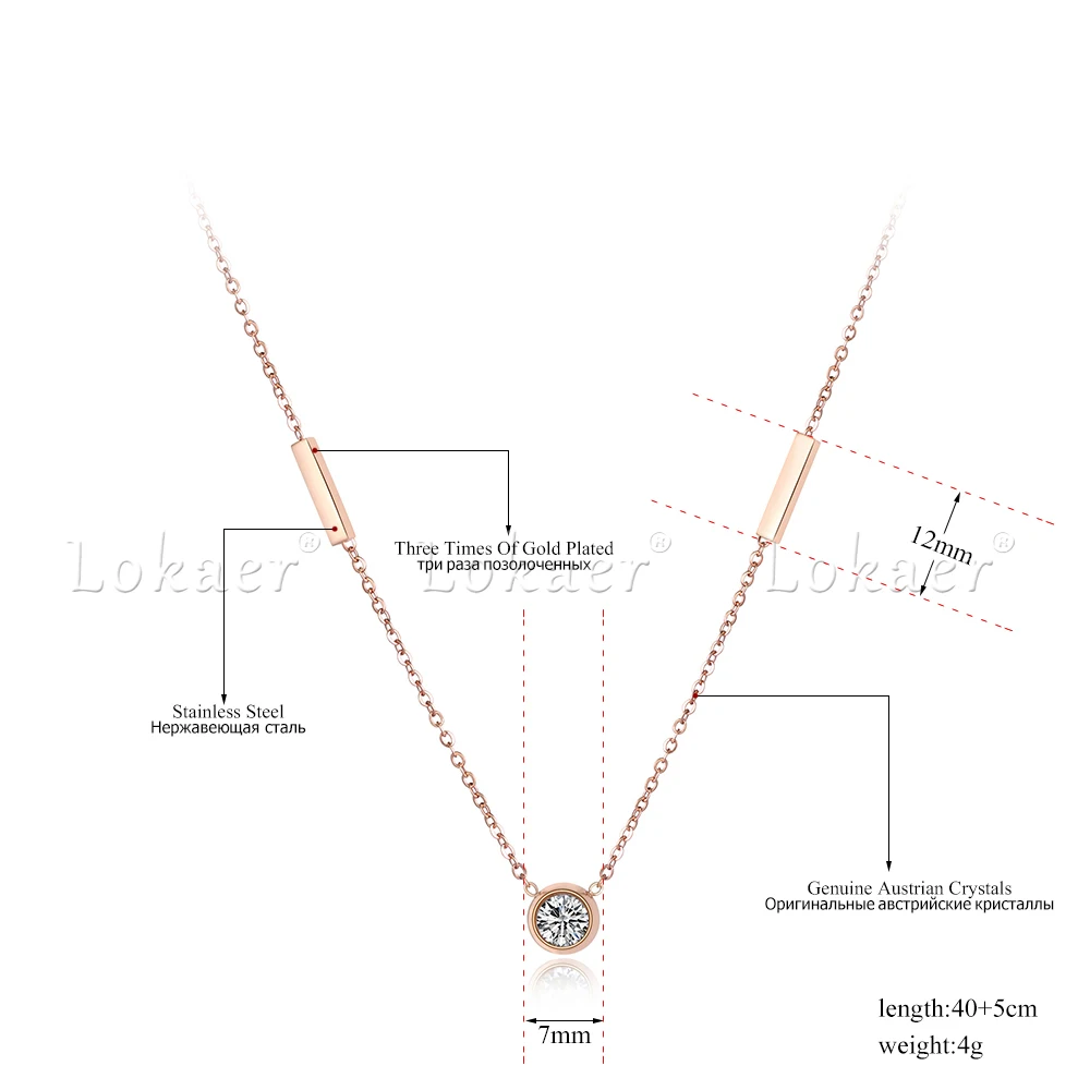 Lokaer Трендовое геометрическое кубовидное ожерелье для женщин розовое золото цвет нержавеющая сталь кубический цирконий свадебное ожерелье N18057