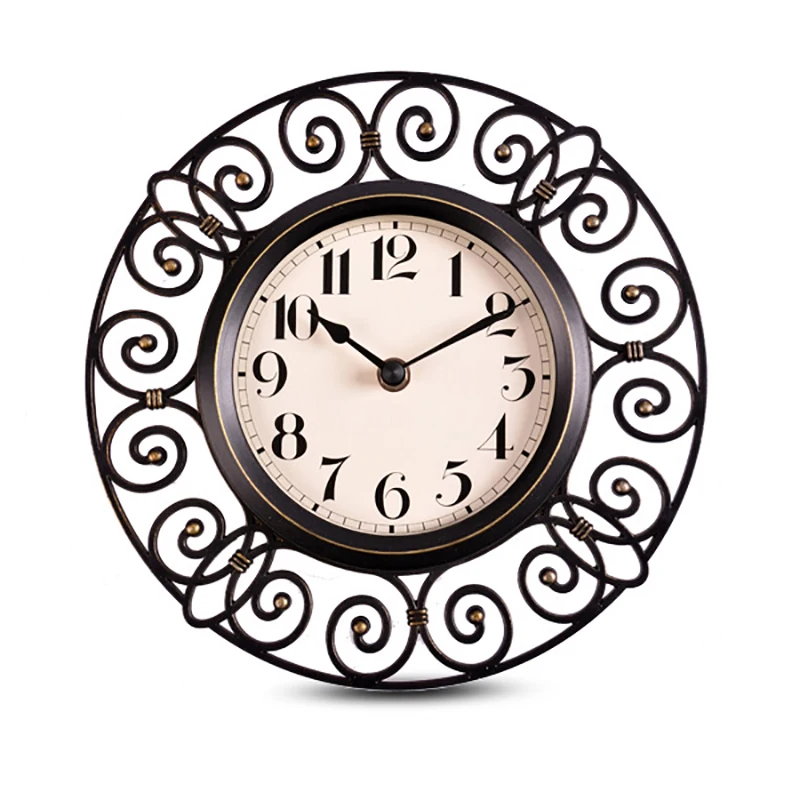 10 inch Hanging Table Clock Hollow Imitation of iron Art Ultra quiet