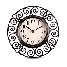 10-inch Hanging Table Clock Hollow Imitation of iron Art Ultra-quiet Wall Clock Retro European Style Living Room Bedroom Hanging