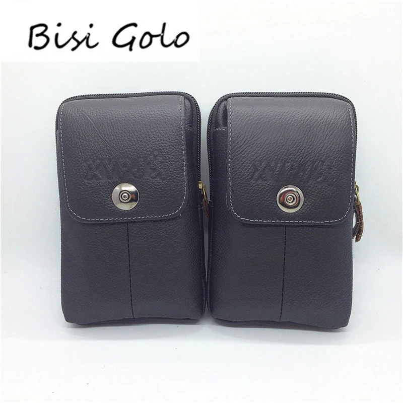 

BISI GORO 2019 Women Men Fanny Pack Waist Bag Genuine Leather Runner Waist Pack Belt Bag Black Vintage Travel Phone Waist Packs