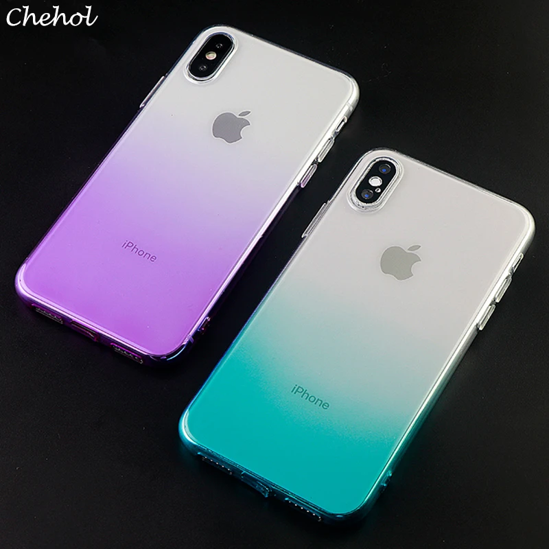 

Gradient Phone Cases for IPhone 6s 7 8 Pluls X XS MAX XR Case Fashion Transparency Soft Fitted Mobile Phone Covers Accessories