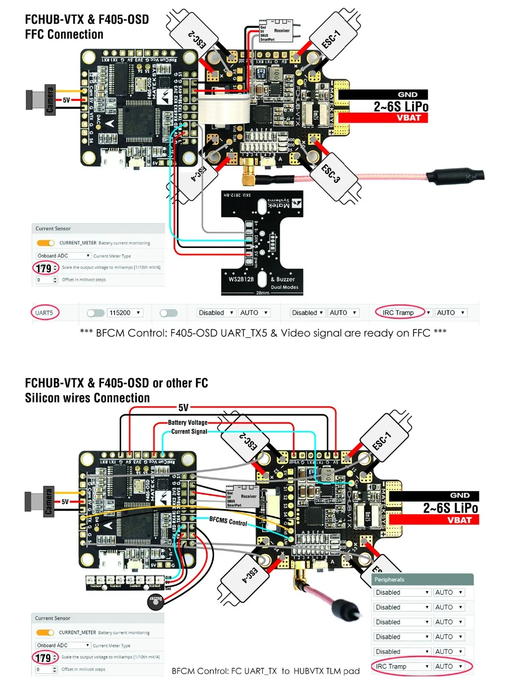 Mateksys FCHUB-VTX 6~ 27V PDB 5В/1A BEC w/5,8G 40CH 25/200/500 МВт переключаемый видеопередатчик Matek для RC FPV гоночный автомобиль с дистанционным управлением