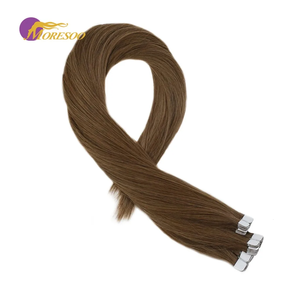 

Moresoo Real Remy Mini Tape Ins Hair Extensions Human Hair Skin Weft Extension Tape #47 Blonde Tape in 2g/piece 10 Pcs 20G